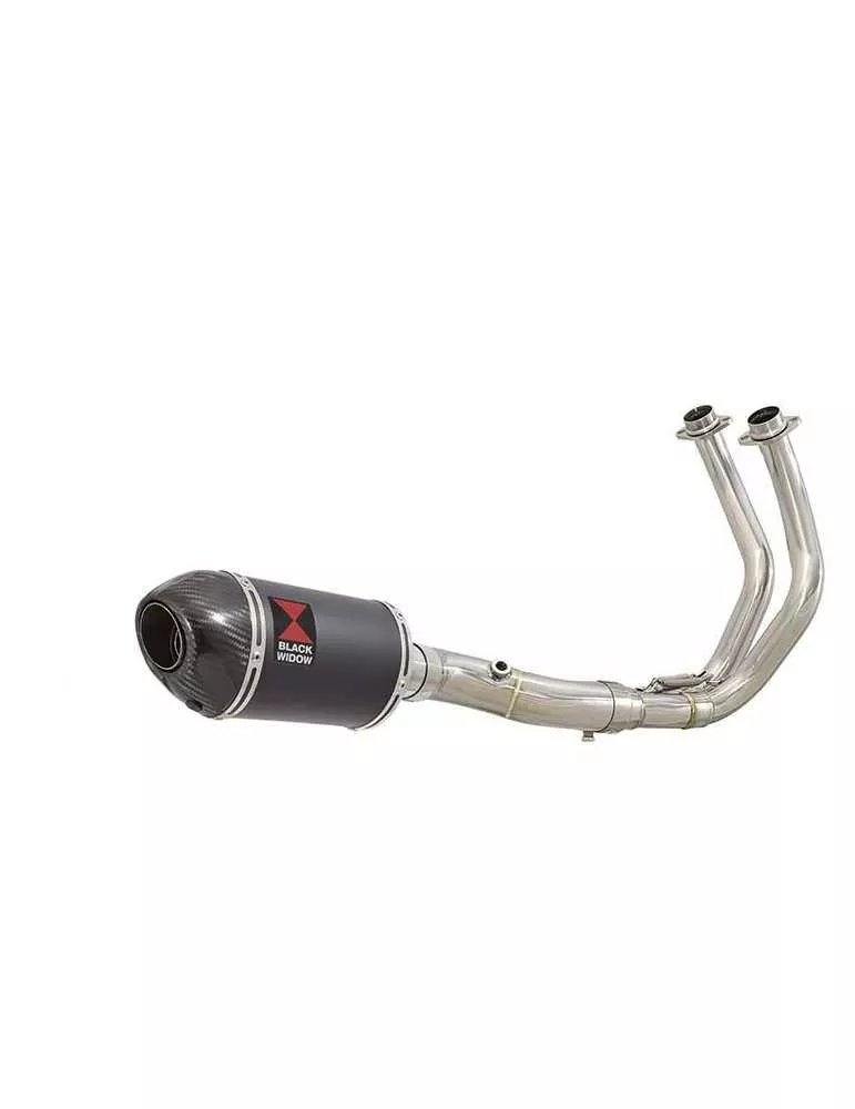 Tracer 700 2020 - 2021 Passage Bas Décatalyseur Ligne complète & Silencieux Ovale Noir En Inox + Canule En Carbone 230mm