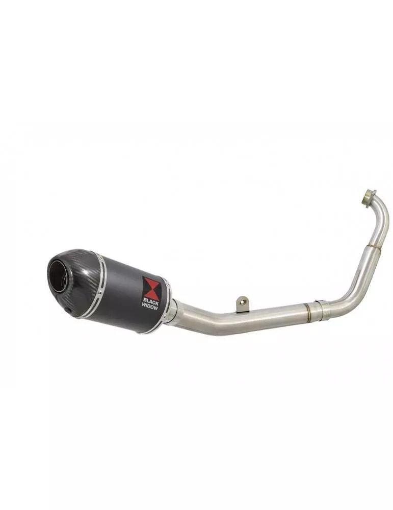 YZF-R 125 2019-2020  Ligne complète & Silencieux Ovale Noir En Inox + Canule En Carbone 200mm