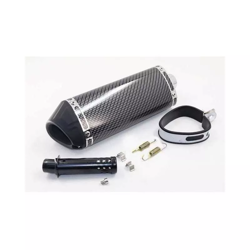 Silencieux sport carbone universel 38mm + accessoires