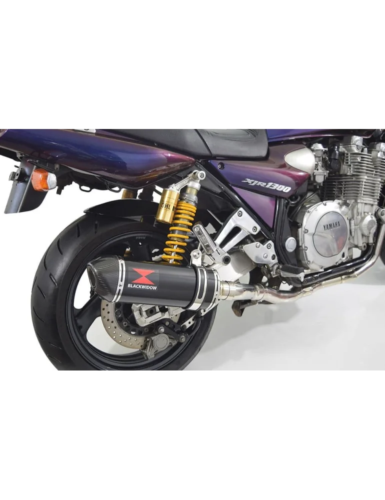 XJR1300 XJR 1300 1998 - 2006 4-2 Silencieux Kit & Silencieux Ovale Noir En Inox & Canule en Carbone 