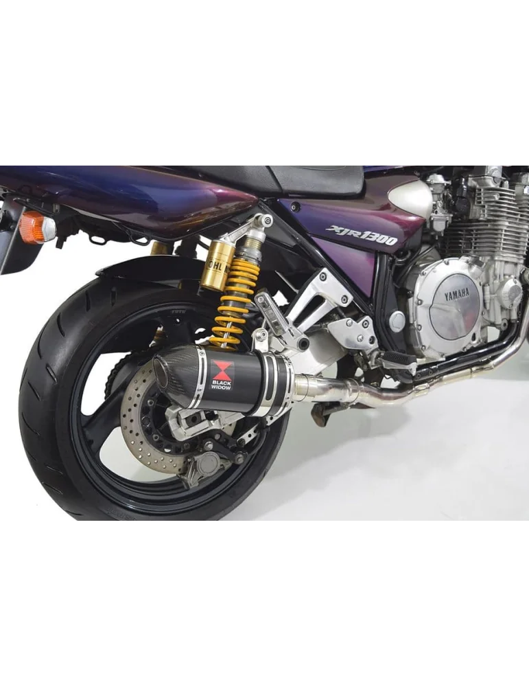 XJR1300 XJR 1300 1998 - 2006 4-2 Silencieux Kit & Silencieux Ovale Noir En Inox & Canule en Carbone 230mm