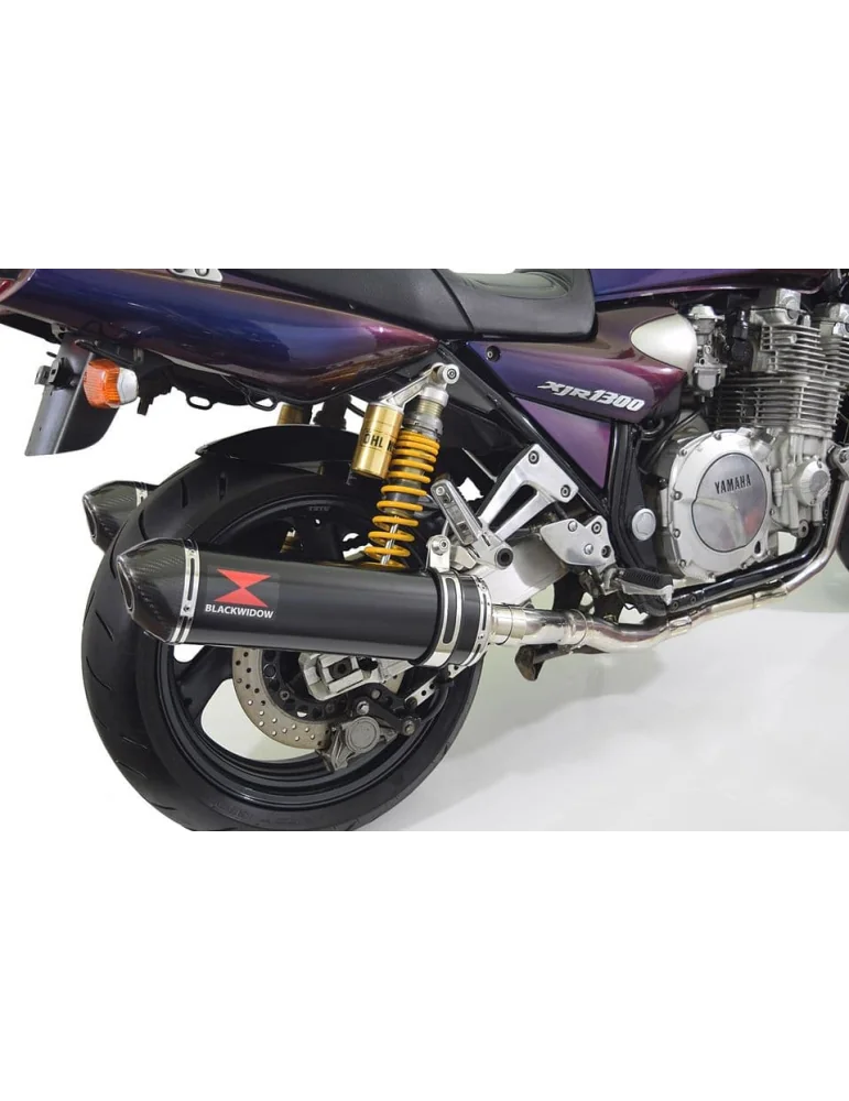 XJR1300 XJR 1300 1998 - 2006 4-2 Silencieux Kit & Silencieux Ovale Noir En Inox & Canule en Carbone 