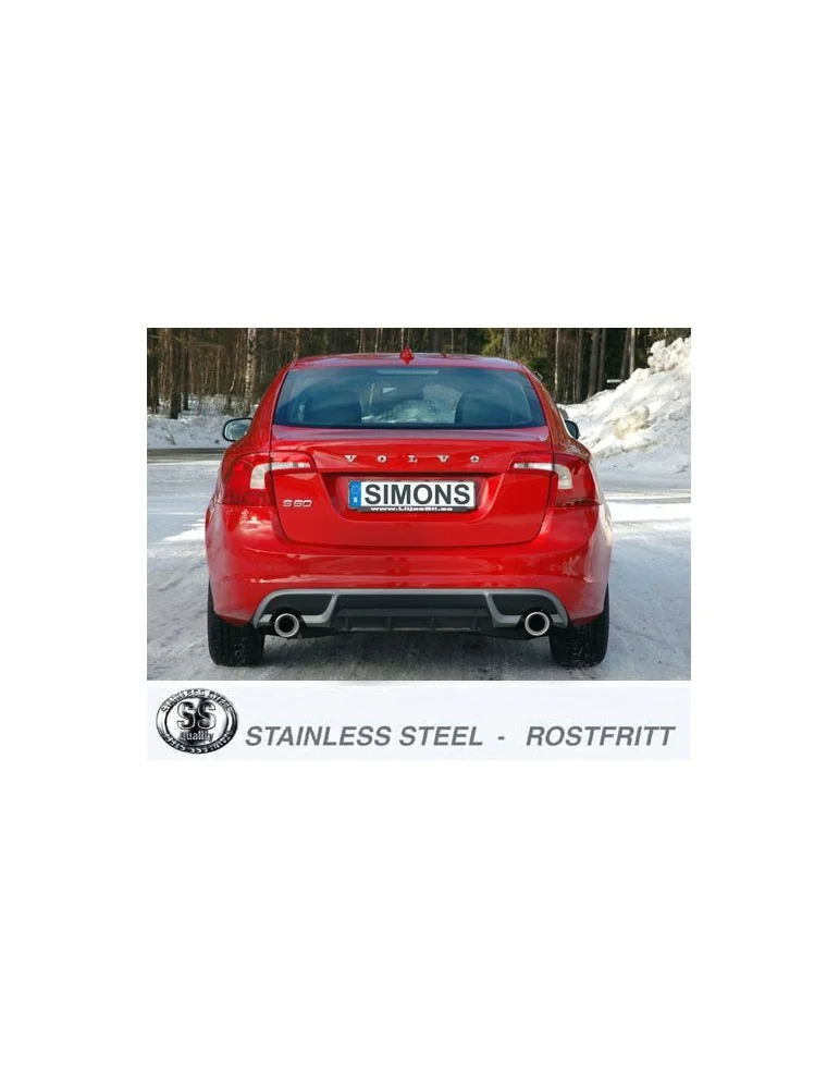 ECHAPPEMENT - Kit complet (silencieux arrière) pour VOLVO S60/V60 Diesel 2/4 roue motrices 10-18 - sortie 2x100