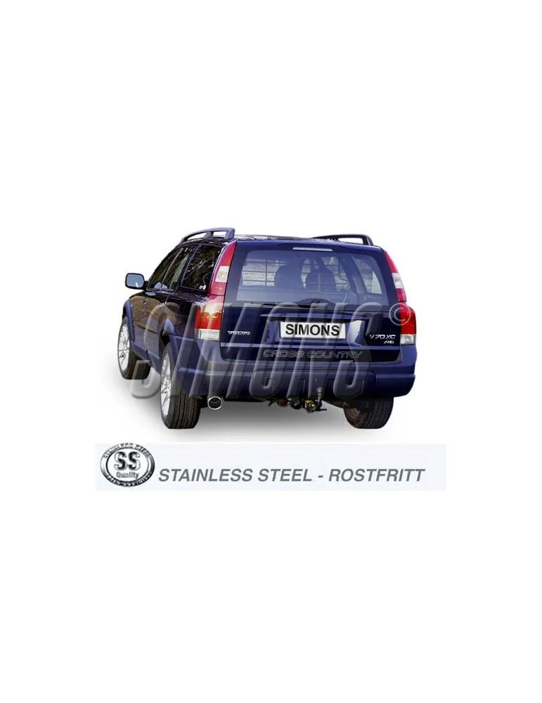 ECHAPPEMENT - Kit complet (avec racepipe 02BT30R) pour VOLVO V70 Turbo 4 roues motrices XC70 - sortie 1x100