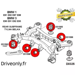  Silent block Polyuréthane SPORT Avant Berceau Arrière BMW E81/E82/E87/E88/F20/F21
