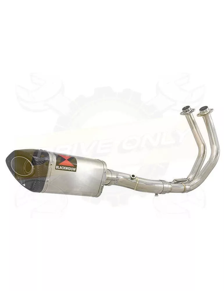 MT07 MT-07 2021-2023 Passage Bas Décatalyseur Ligne complète & Silencieux Tri Ovale en Inox + Canule en Carbone 250mm