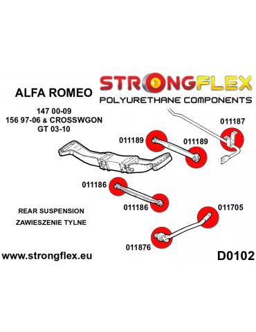  Silent block Polyuréthane Sport Barre stabilisatrice Arrière Alfa Romeo 147 00-09
