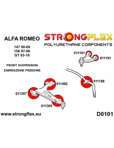  Silent block Polyuréthane SPORT Triangle de Suspension Extérieur Avant Inférieur Alfa Romeo 156 97-06
