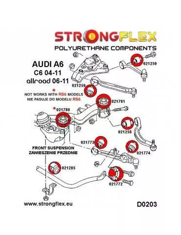  Silent block Polyuréthane Arrière Triangle de Suspension Avant Supérieur Audi A6 C5 (97-04) 2 Roues motrices
