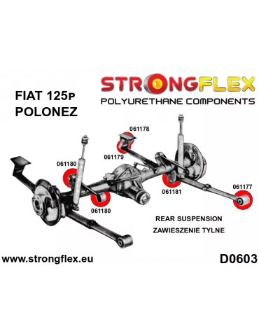  Silent block Polyuréthane Ressort de Suspension Train  Fiat 125p 1300/1500 (67-91)
