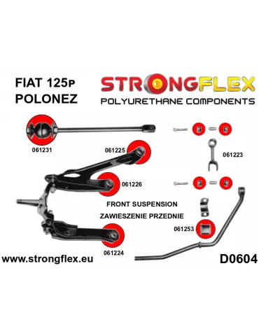  Silent block Polyuréthane SPORT Bras Avant Inférieur Fiat 125p 1300/1500 (67-91)
