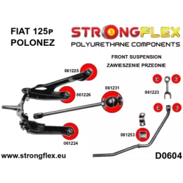  Silent block Polyuréthane SPORT Barre de Liaison Avant Fiat 125p 1300/1500 (67-91)
