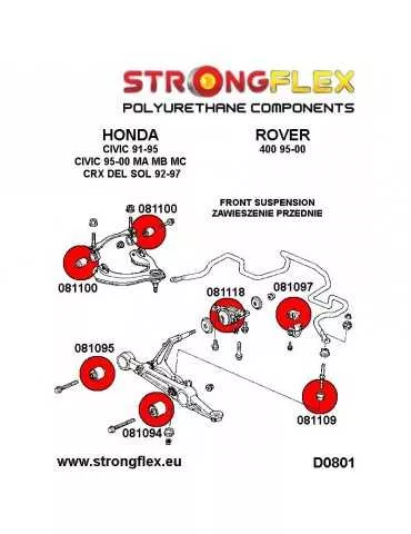  Silent block Polyuréthane SPORT Barre stabilisatrice Avant Honda Integra Type R 97-01 H
