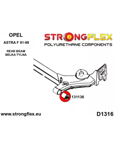  Silent block Polyuréthane Berceau Arrière Opel / Vauxhall Astra F (91-98)
