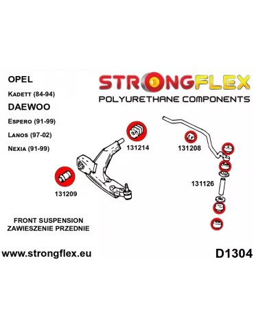  Silent block Polyuréthane Barre stabilisatrice Avant Opel Kadett
