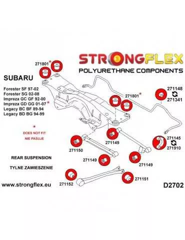  Silent block Polyuréthane de Barre stabilisatrice SPORT Arrière Subaru Legacy/Liberty BC BF 89-94

