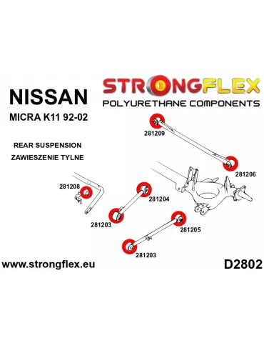  Silent block Polyuréthane de Barre stabilisatrice SPORT Arrière Nissan Primera P10 90-96
