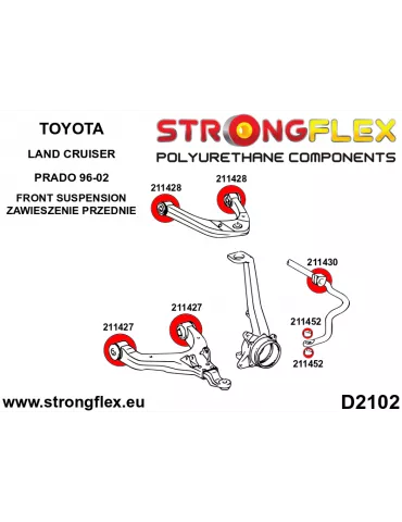  Silent block Polyuréthane SPORT Liaison Latérale Barre stabilisatrice Avant Toyota LEt Cruester Prado II (96-02) J90
