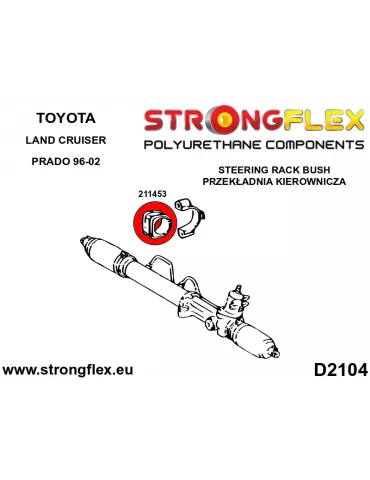  Silent block Polyuréthane 50mm SPORT Support de Crémaillère de direction Toyota LEt Cruester (96-02)
