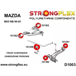  Silent block Polyuréthane SPORT Avant Inférieur Arrière Mazda MX-5

