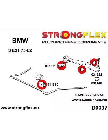  Kit Silent block Polyuréthane Train Avant BMW E21 75-82
