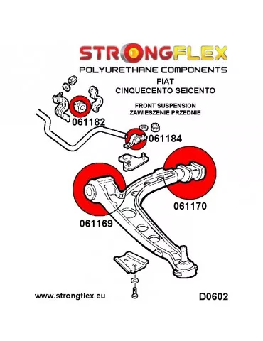  Silent block Polyuréthane Triangle de Suspension  kit Fiat Seicento 98-08
