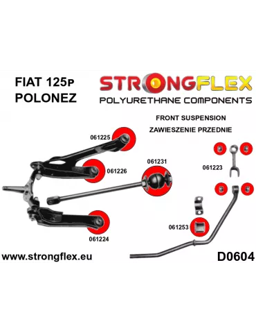 Kit Silent block Polyuréthane Train Avant Fiat 125p 1300/1500 (67-91)
