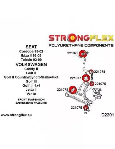  Kit Silent block Polyuréthane Train Avant Seat Toledo 92-99
