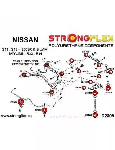  Kit SPORT Silent block Polyuréthane Train Avant et Arrière Nissan Skyline R33, R34