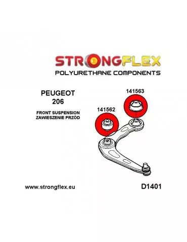  Silent block Polyuréthane Bras Arrière Avant Peugeot 206 98-06

