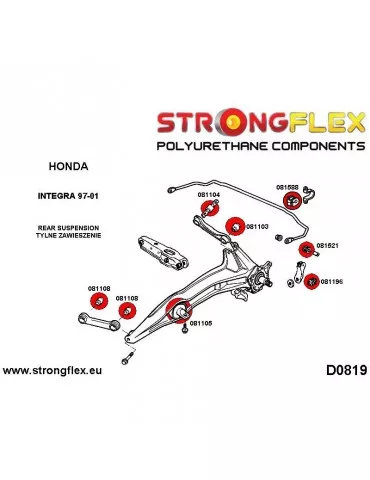  Silent block Polyuréthane de Barre stabilisatrice Arrière Honda Integra Type R 97-01 
