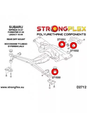  Silent block Polyuréthane Pont Support Arrière Subaru Impreza GC GF 92-00
