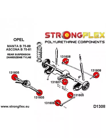  Silent block Polyuréthane SPORT Support central Rotule de Direction Axle  Opel Manta B 75-88 4pcs
