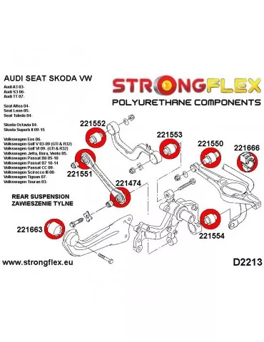  Silent block Polyuréthane SPORT Liaison Moyeu Extérieur Supérieur Arrière  Audi TT 8J (07-14)
