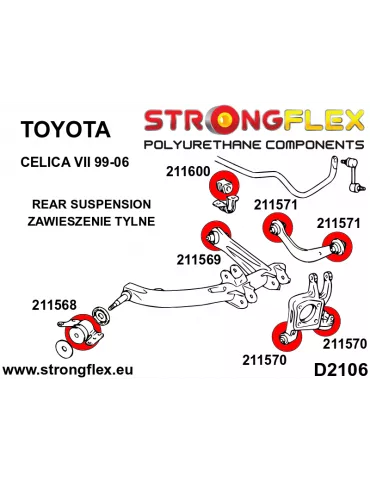  Silent block Polyuréthane Bras Supérieur Arrière Toyota Celica VII (99-06)
