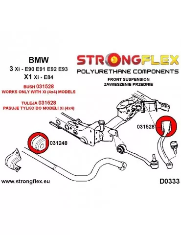  Silent block Polyuréthane Triangle de Suspension  xi 4x4 SPORT BMW 3 E90 05- xi modèles uniquement 
