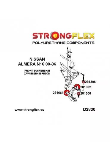  Silent block Polyuréthane Bras Avant Inférieur Almera N16 
