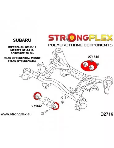  Silent block Polyuréthane Support Pont Arrière SPORT Subaru Legacy/Outback Legacy Outback BL BP (03-09)
