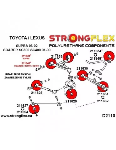  Silent block Polyuréthane Triangle de Suspension  34mm SPORT Toyota Supra 93-02