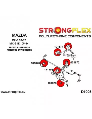  Silent block Polyuréthane SPORT Bras de Suspension Arrière Avant Mazda MX-5 NC 05-