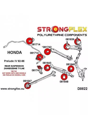  Silent block Polyuréthane SPORT Barre de Liaison stabilisatrice Arrière Honda Prelude IV 92-96