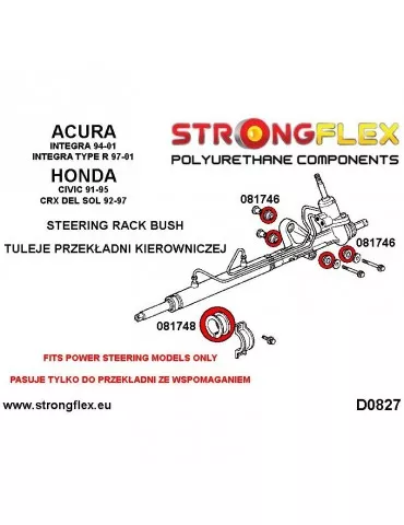  Kit SPORT Silent block Polyuréthane Support de Crémaillère de direction Integra 94-01