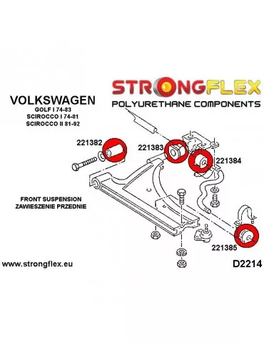  Silent block Polyuréthane SPORT Triangle de Suspension  Volkswagen Scirocco II 81-92
