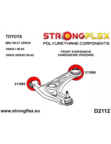  Silent block Polyuréthane Avant Triangle de Suspension Arrière Avant  Toyota Yarest I (99-05)
