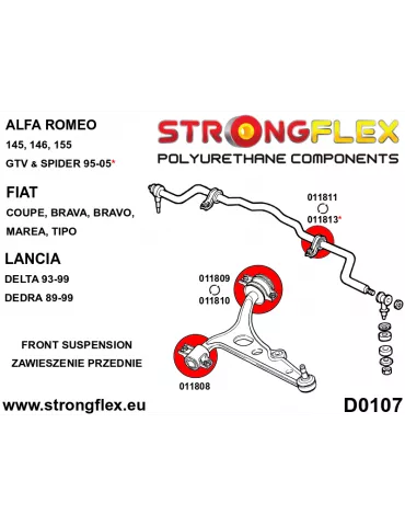  Silent block Polyuréthane SPORT Barre stabilisatrice Avant Alfa Romeo 145 / 146 (94-00)
