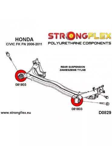  Silent block Polyuréthane SPORT Train Arrière  Honda