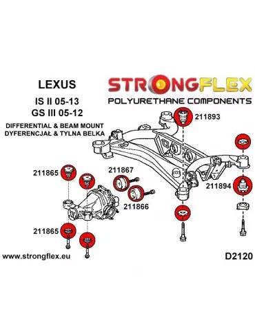  Silent block Polyuréthane Support Différentiel Arrière Lexus