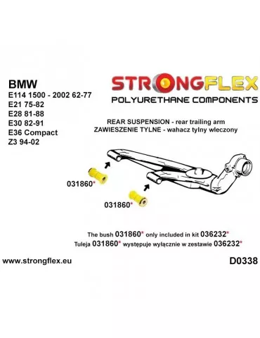  Silent block Polyuréthane Triangle de suspension Arrière kit eccentric SPORT BMW Z3 94-02