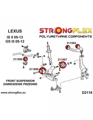  Silent block Polyuréthane Bras Avant Inférieur Arrière Lexus