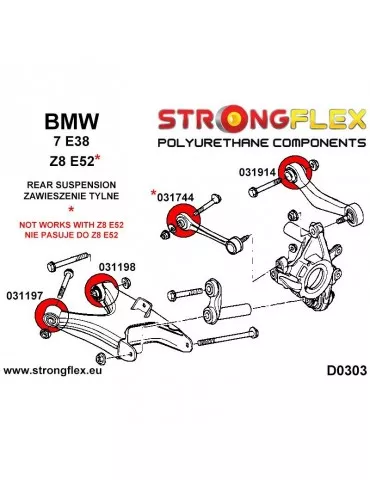  Silent block Polyuréthane SPORT Bras Intérieur Supérieur Arrière BMW
